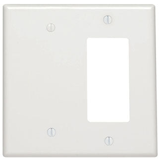 Leviton 2-Gang 1-Blank 1-Decora/GFCI Device Combination Wall Plate Standard Size Painted Metal Strap Mount White (P1426-W)