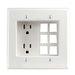 Leviton 2-Gang Recessed Device With Duplex Receptacle (2P 3-Wire 15A-125V) And 6 Quickport Plate (Accepts Low Voltage Connectors) NEMA 5-15R White (690-W)