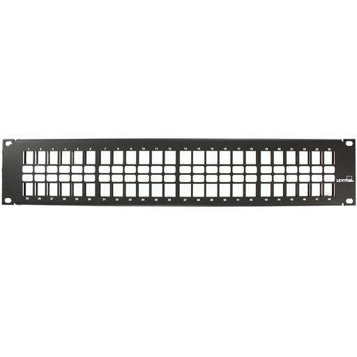 Leviton 2U 48P QuickPort Panel Without Cable Management Bar Black (49355-H48)