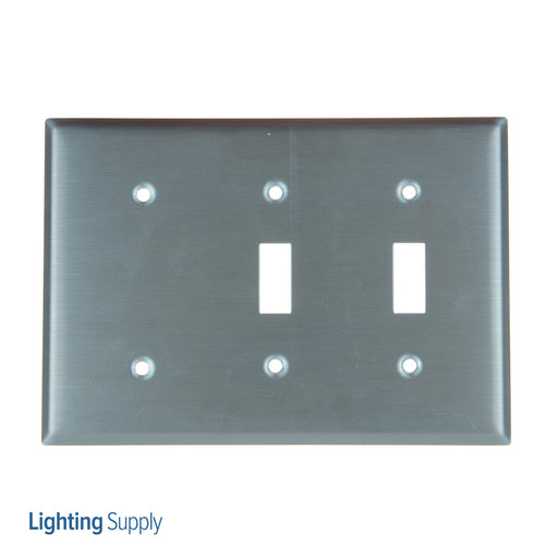 Leviton 3-Gang 2-Toggle 1-Blank Device Combination Wall Plate Standard Size 302 Stainless Steel Strap Mount (S214-N)