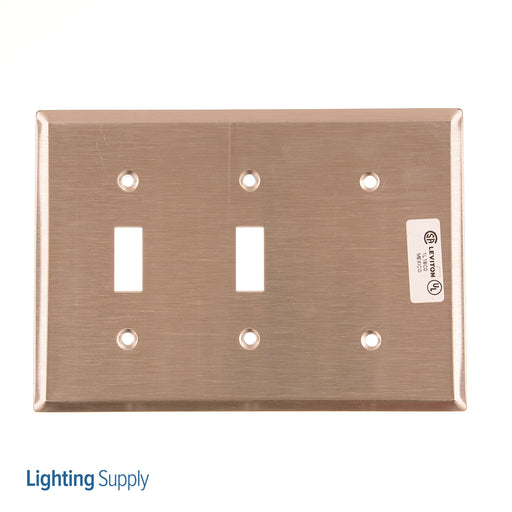 Leviton 3-Gang 2-Toggle 1-Blank Device Combination Wall Plate Standard Size 302 Stainless Steel Strap Mount (S214-N)