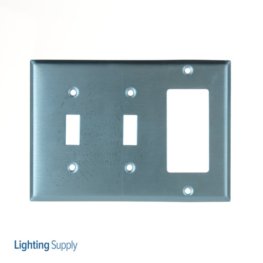 Leviton 3-Gang 2-Toggle 1-Decora/GFCI Device Combination Wall Plate Standard Size 302 Stainless Steel Device Mount (84421-40)