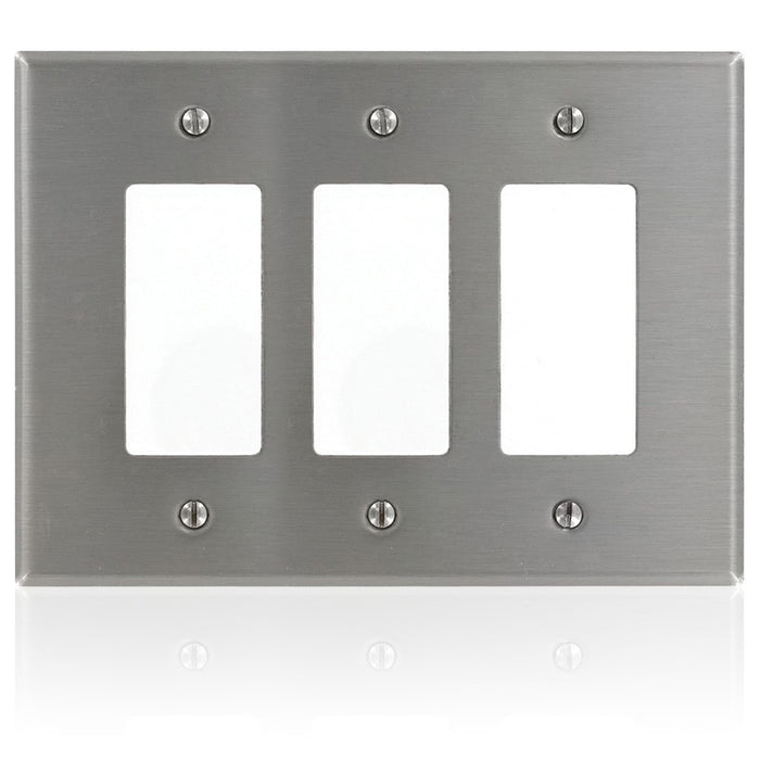 Leviton 3-Gang Decora/GFCI Device Decora Wall Plate Oversized 302 Stainless Steel Device Mount (SO263)