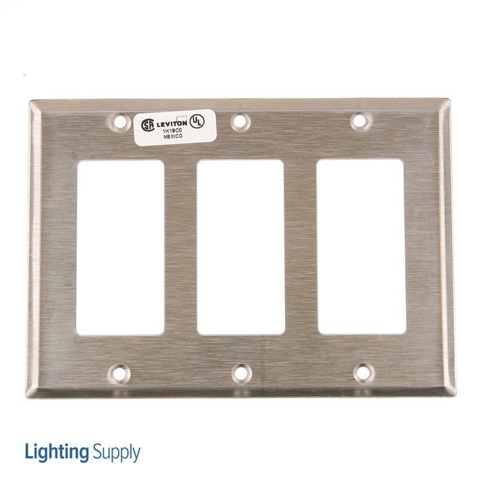 Leviton 3-Gang Decora/GFCI Device Decora Wall Plate Standard Size 302 Stainless Steel Device Mount (84411-40)