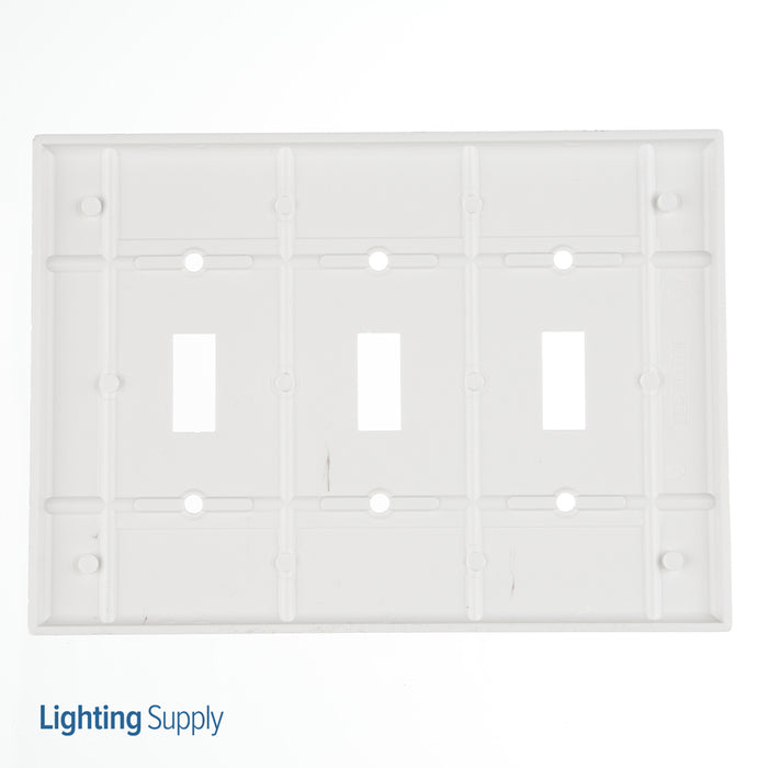 Leviton 3-Gang Toggle Device Switch Wall Plate Midway Size Thermoset Device Mount White (80511-W)