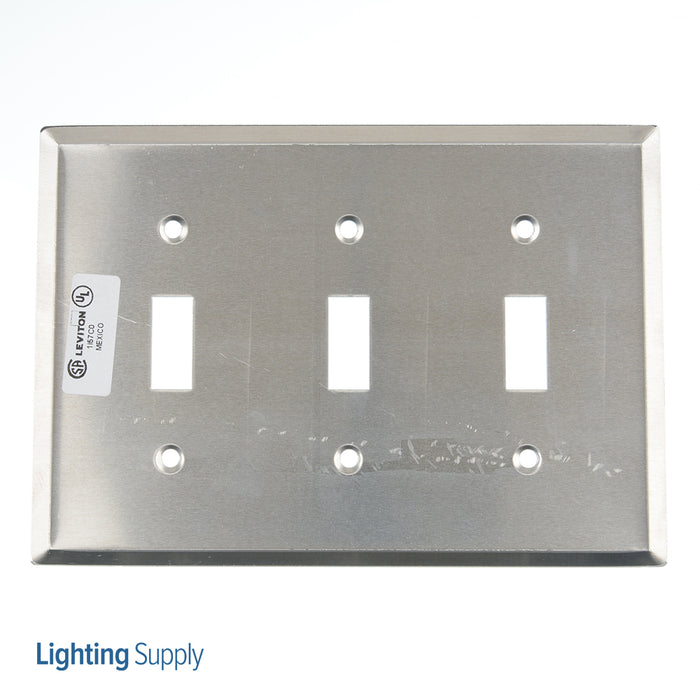 Leviton 3-Gang Toggle Device Switch Wall Plate Standard Size Aluminum Device Mount Aluminum (83011)