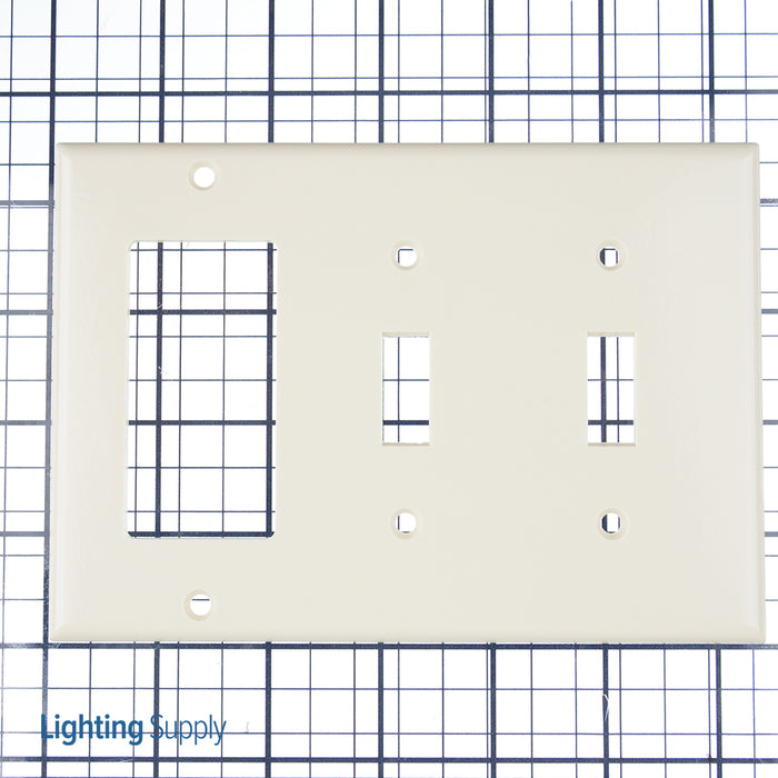 Leviton 3-Gang Wall Plate/Faceplate 2-Toggle 1-Decora Device Light Almond (80421-T)