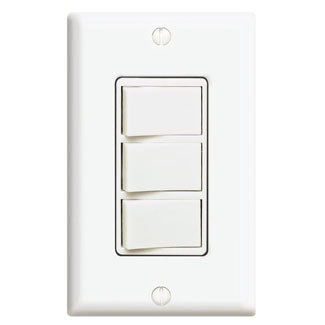 Leviton Individual Switches 15 Amp 120 Volt/Device Total 20 Amp 120 Voltage Decora 3 Rocker Combination Switches Ground Screw Terminals White (1755-W)