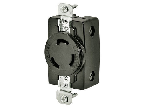 Leviton 30 Amp 125/250V NEMA Non-NEMA 3P 3W Flush Mounting Locking Receptacle Industrial Grade Non-Grounding Black (3330)