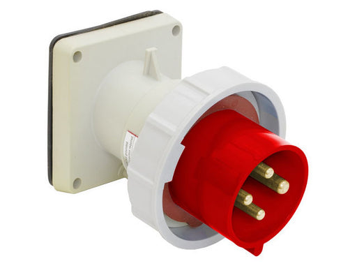 Leviton 30 Amp 277/480V 3-Phase WYE 4P 5W Inlet North American Pin And Sleeve Inlet Industrial Grade IP67 Watertight Red (530B7W)