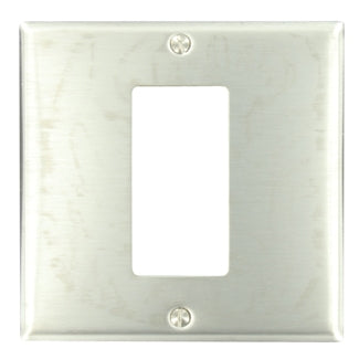 Leviton 2-Gang 1-Decora/GFCI Centered Device Decora Wall Plate Standard Size 302 Stainless Steel Device Mount (S746-N)