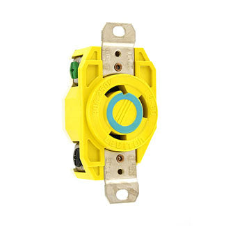 Leviton 30 Amp 250V NEMA L6-30R 2P 3W Flush Mount Locking Receptacle Industrial Grade Grounding Corrosion-Resistant Yellow (26CM-20)