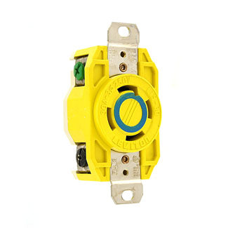 Leviton 30 Amp 250V 3-Phase NEMA L15-30R 3P 4W Flush Mounting Locking Receptacle Industrial Grade Grounding Corrosion-Resistant Yellow (27CM-20)