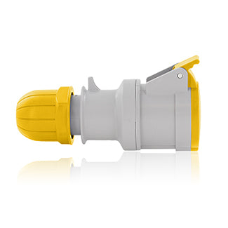 Leviton 32 Amp 100-130V 2P+E (2P 3W) Clock Position 4 IEC/EN 60309-1 And 60309-2 International Configuration Connector Industrial Grade Yellow (S232-C4)