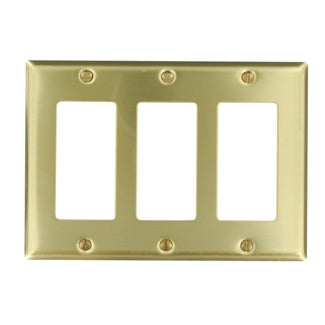 Leviton 3-Gang Decora/GFCI Device Decora Wall Plate/Faceplate Standard Size Polished Brass Device Mount (81411-PB)