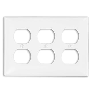Leviton 3-Gang Duplex Device Receptacle Wall Plate Standard Size Thermoplastic Nylon Device Mount White (80730-W)