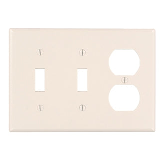 Leviton 3-Gang 2-Toggle 1-Duplex Device Combination Wall Plate Standard Size Thermoset Device Mount Light Almond (78021)