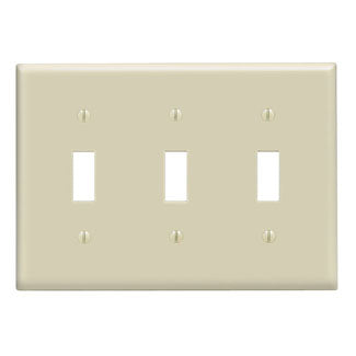 Leviton 3-Gang Toggle Device Switch Wall Plate Standard Size Thermoset Device Mount Ivory (86011)