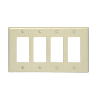 Leviton 4-Gang Decora/GFCI Device Decora Wall Plate/Faceplate Midway Size Thermoset Device Mount Light Almond (80612-T)
