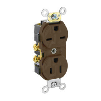 Leviton Duplex Receptacle Outlet Commercial Spec Grade Dual Voltage Indented Face 15 Amp 125/250V Side Wire NEMA (5031)