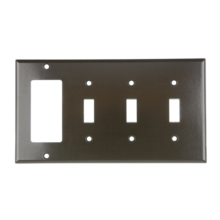 Leviton 4-Gang 3-Toggle 1-Decora/GFCI Device Combination Wall Plate Standard Size Thermoset Device Mount Brown (P326)