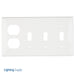 Leviton 4-Gang 3-Toggle 1-Duplex Device Combination Wall Plate Standard Size Thermoplastic Nylon Device Mount White (80743-W)
