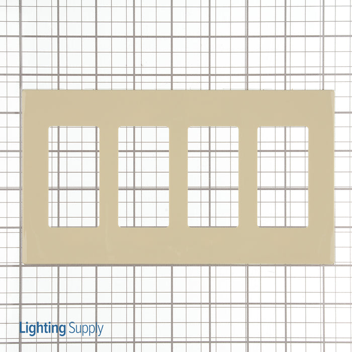 Leviton 4-Gang Decora Plus Device Decora Wall Plate/Faceplate Screwless Polycarbonate Snap-On Mount Screwless Subplate Ivory (80312-SI)