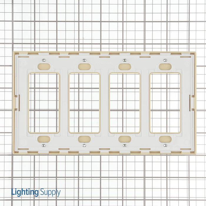 Leviton 4-Gang Decora Plus Device Decora Wall Plate/Faceplate Screwless Polycarbonate Snap-On Mount Screwless Subplate Ivory (80312-SI)