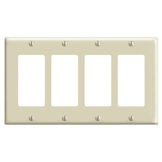 Leviton 4-Gang Decora/GFCI Device Decora Wall Plate/Faceplate Standard Size Thermoset Device Mount White (80412-W)