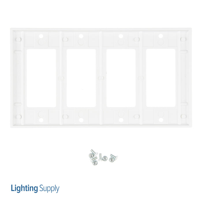 Leviton 4-Gang Decora/GFCI Device Decora Wall Plate/Faceplate Standard Size Thermoset Device Mount White (80412-W)