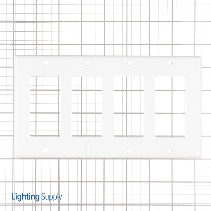 Leviton 4-Gang Decora/GFCI Device Decora Wall Plate/Faceplate Standard Size Thermoset Device Mount White (80412-W)