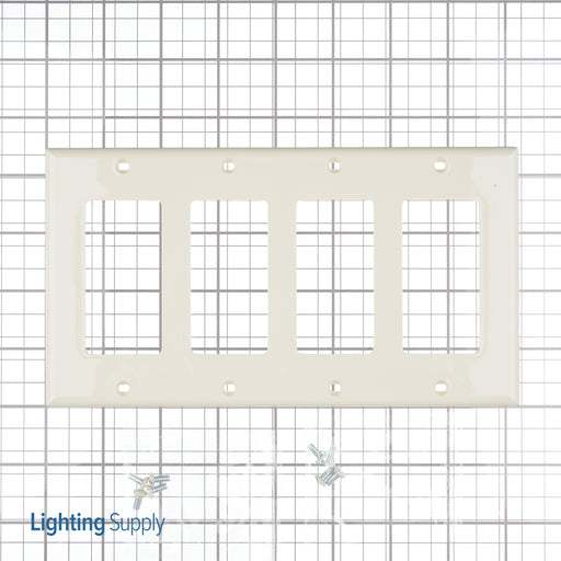 Leviton 4-Gang Standard Size Nylon Wall Plate/Faceplate 4-Decora Light Almond (80412-NT)
