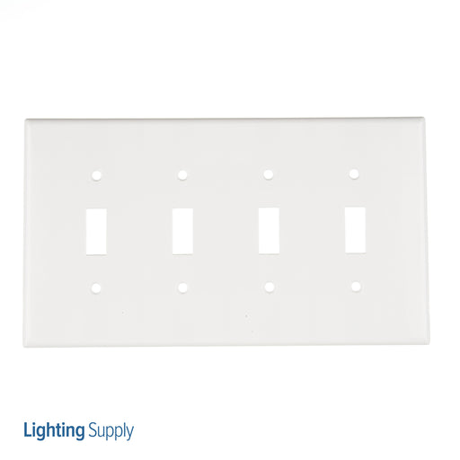 Leviton 4-Gang Toggle Device Switch Wall Plate Midway Size Thermoset Device Mount White (80512-W)