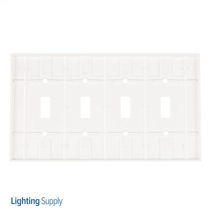 Leviton 4-Gang Toggle Device Switch Wall Plate Midway Size Thermoset Device Mount White (80512-W)