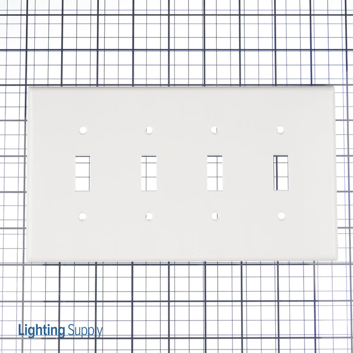 Leviton 4-Gang Toggle Device Switch Wall Plate Midway Size Thermoset Device Mount White (80512-W)