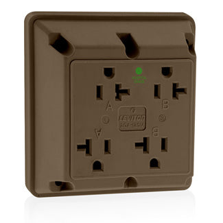 Leviton 4-in-1 Quadruplex Receptacle Outlet Heavy-Duty Hospital Grade 20 Amp 125V Side Wire NEMA 5-20R 2-Pole 3-Wire Brown (21254-H)