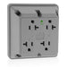 Leviton 4-in-1 Quadruplex Receptacle Outlet Heavy-Duty Hospital Grade 20 Amp 125V Side Wire NEMA 5-20R 2-Pole 3-Wire Gray (21254-HGY)