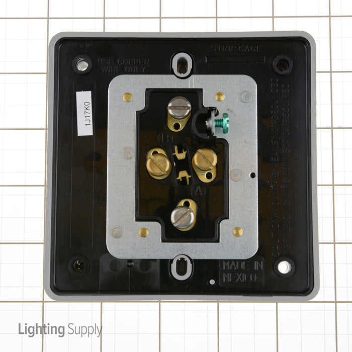 Leviton 4-in-1 Quadruplex Receptacle Outlet Heavy-Duty Industrial Spec Grade 15 Amp 125V Side Wire NEMA 5-15R 2-Pole 3-Wire Gray (1254-GY)