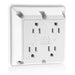 Leviton 4-in-1 Quadruplex Receptacle Outlet Heavy-Duty Industrial Spec Grade 15 Amp 125V Side Wire NEMA 5-15R 2-Pole 3-Wire White (1254-W)