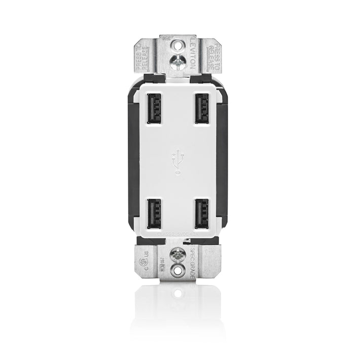 Leviton 4-Port USB Charger 4.2 Amp 25W 125V White (USB4P-W)