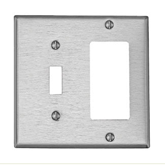 Leviton 2-Gang 1-Toggle 1-Decora/GFCI Device Combination Wall Plate Standard Size 430 Stainless Steel Device Mount (S126)