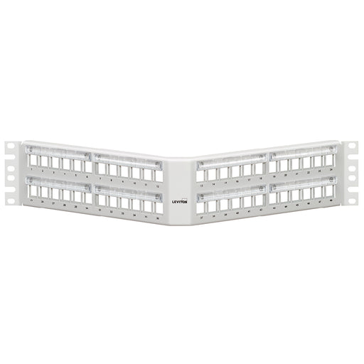 Leviton 48-Port 2RU White Angled QuickPort Panel With Magnifying Lens (49256-W8M)
