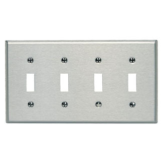 Leviton 4-Gang Toggle Device Switch Wall Plate Oversized 302 Stainless Steel Device Mount (84112-40)