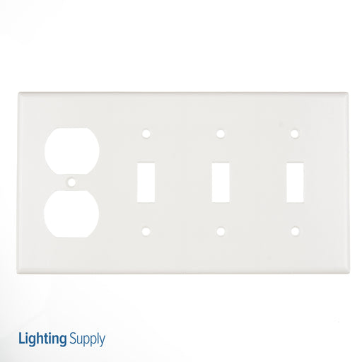 Leviton Combination Wall Plate 4-Gang 3-Toggle 1-Duplex Device Standard Size Thermoset Device Mount White (P38-W)
