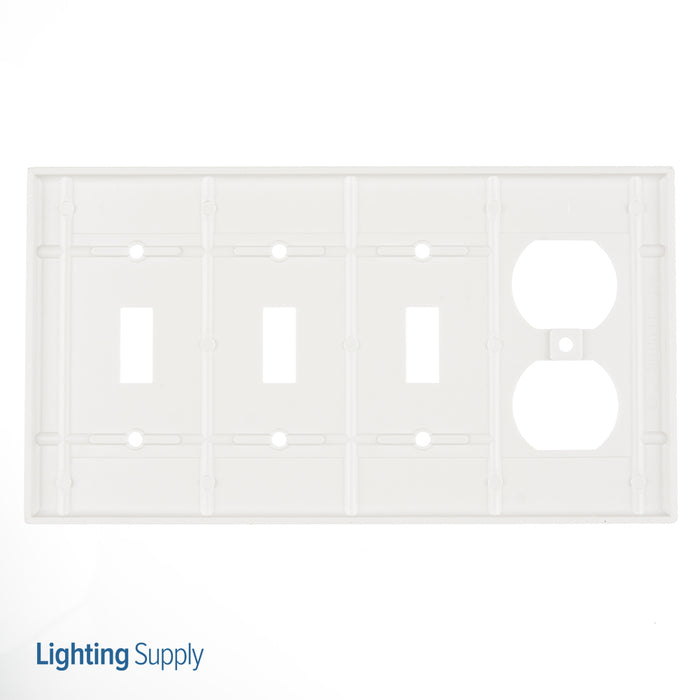 Leviton Combination Wall Plate 4-Gang 3-Toggle 1-Duplex Device Standard Size Thermoset Device Mount White (P38-W)