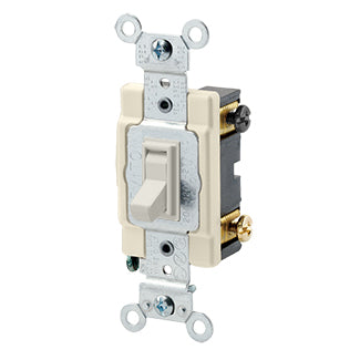 Leviton 15 Amp 120/277VAC Side Wired AC Quiet Switch 4-Way Framed Toggle Light Almond (54504-2T)
