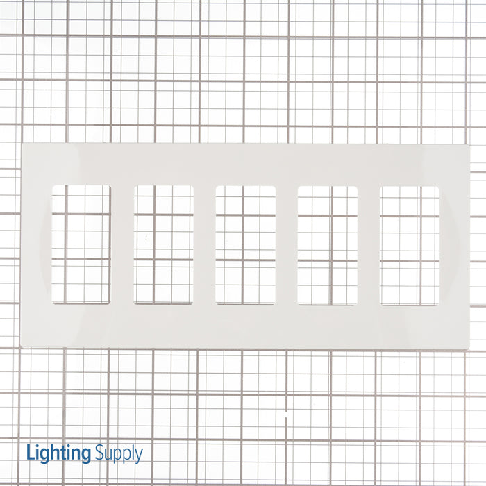 Leviton 5-Gang Decora Plus Device Decora Wall Plate/Faceplate Screwless Polycarbonate Snap-On Mount Screwless Subplate White (80321-SW)