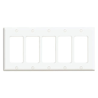 Leviton 5-Gang Standard Size Nylon Wall Plate/Faceplate 5-Decora Light Almond (80423-NT)