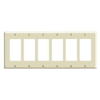 Leviton 6-Gang Standard Size Wall Plate/Faceplate 6-Decora Light Almond (80436-T)