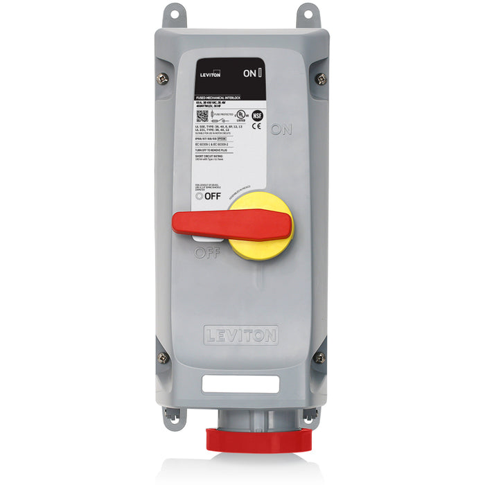 Leviton 60A 480V IEC Pin And Sleeve Mechanical Interlock Fused Red (460MF7WLEV)